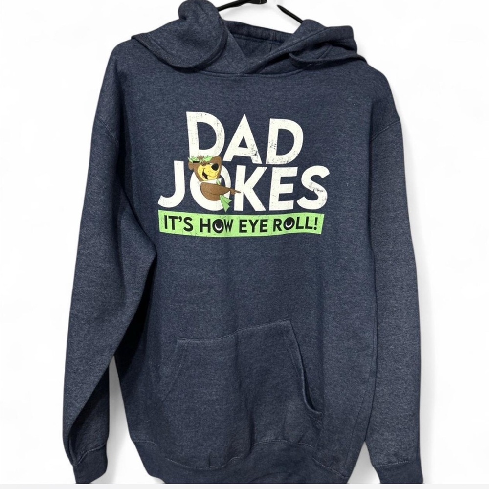 JOGY BEAR Grey Dad Jokes hoodie L , designed with Carter’s ,like new.